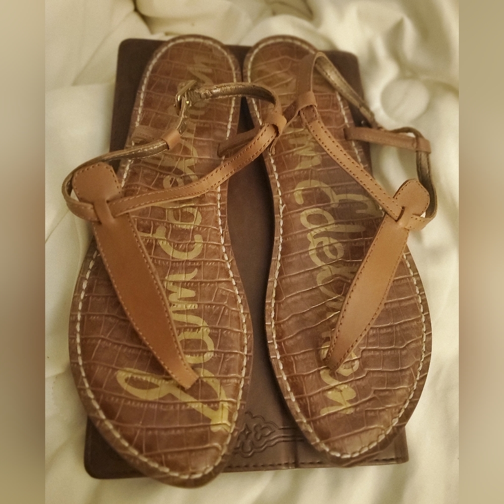 Sam Edelman Brown Leather Sandals with Thong Design